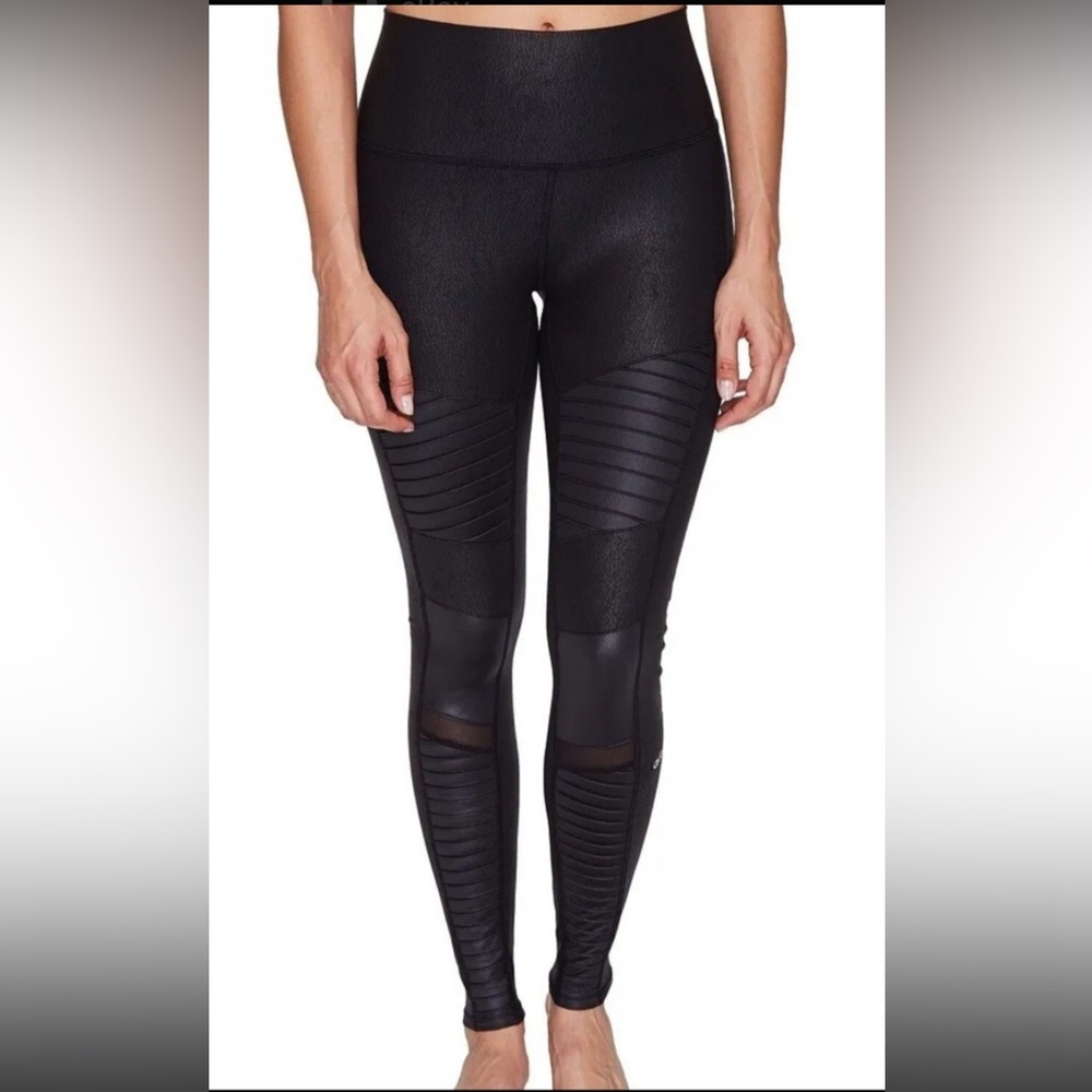 Fabletics Black Moto-Detail High-Waist Leggings